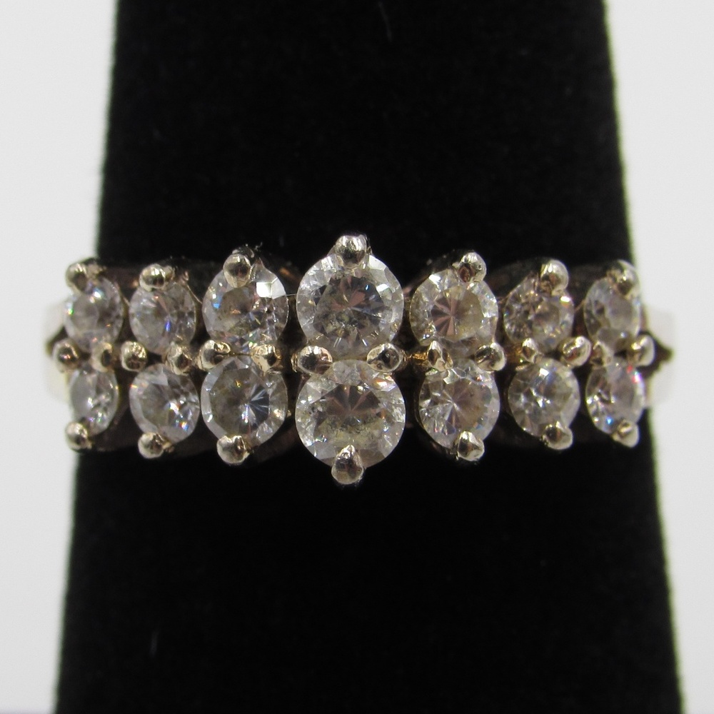 Vintage Size 7 Sterling Simple Rustic CZ Ring